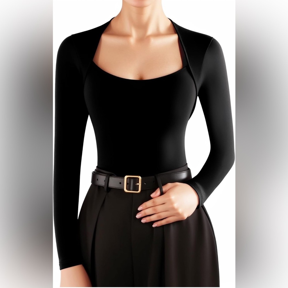 BUNDLE NWOT 2 Pack Mangopop Black Long Sleeve Bodysuits - Picture 3 of 12